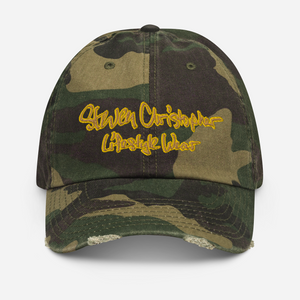 Steven Christopher Distressed Camouflage Dad Hat | camo / brown / gold |  S.C. Insignia Series ™ - Steven Christopher Lifestyle Wear ™
