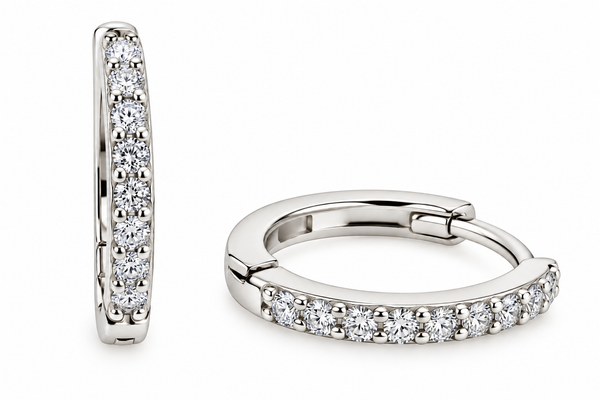 Sterling Silver Moissanite Huggie Hoop Earrings 0.23 CTW