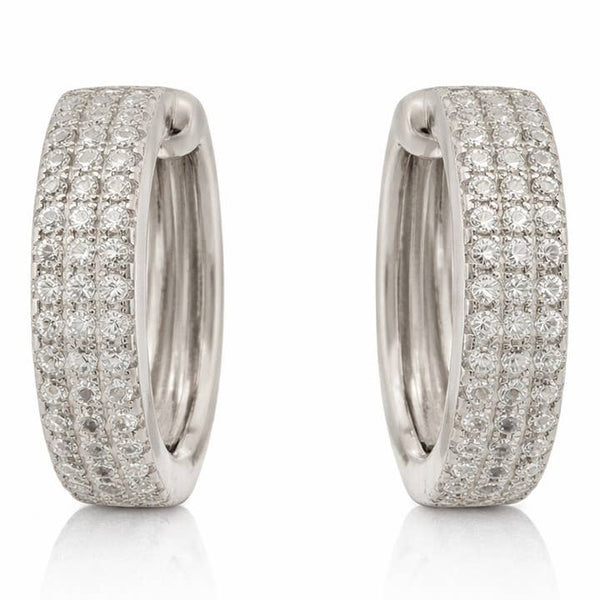 Sterling Silver 0.99 CTW Moissanite Pave Small Huggie Hoop Earrings
