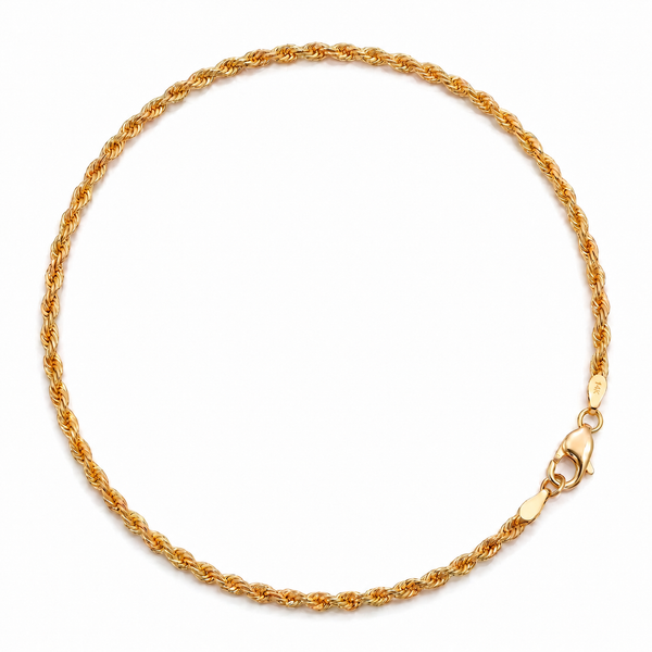14K Yellow Gold Solid Diamond-Cut Rope Chain 2.4 mm, 20”