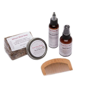 This kit is for the Ultimate Bearded Gent. For long, thick beards.  Kit includes all Love Your Beard items (2 oz after shave, beard/face oil, beard balm, and soap of choice).