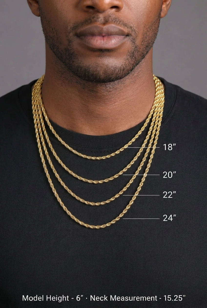 14K Yellow Gold Solid Diamond-Cut Rope Chain 2.4 mm, 20”