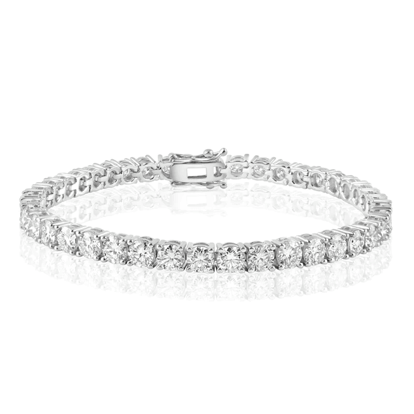 Rhodium Plated 925 Sterling Silver 4mm Round Lab Grown Diamond Tennis Bracelet