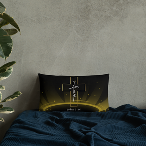 His Love - John 3:16 Premium Pillow | 20" x 12"