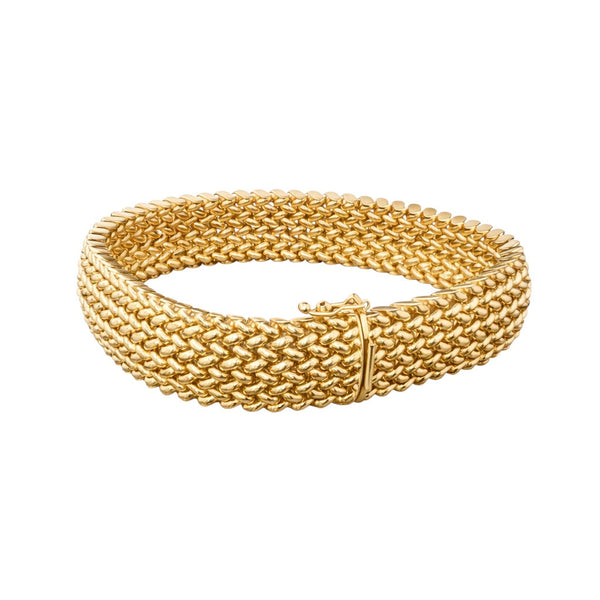 14K Gold Wide Mesh Bracelet 19.1 cm
