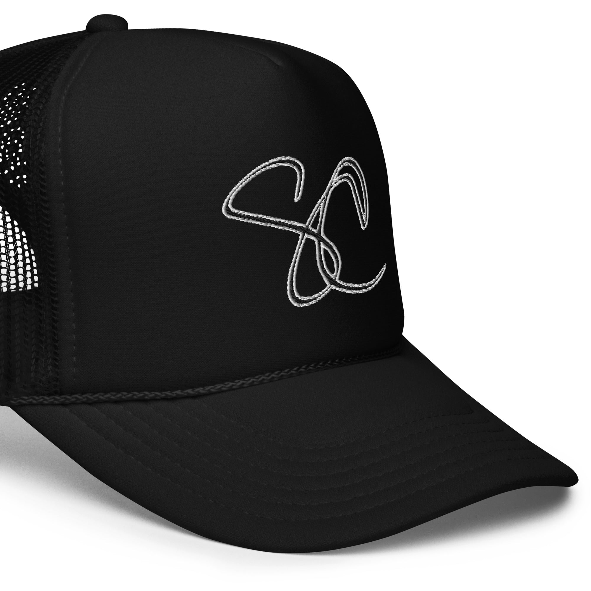 S.C. Initials Insignia\' B/W Foam Trucker Hat | Steven Christopher Lif -  360° LOVE ™ | Flex Caps